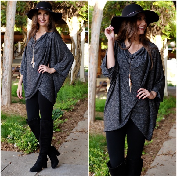 ⭐️Charcoal Gray Poncho Style Tunic ⭐️ - Picture 4 of 4